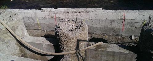 Brücke Mühle Hampp - Bohrpfähle der Brücke Brücke-Reinstetten-Ochsenhause