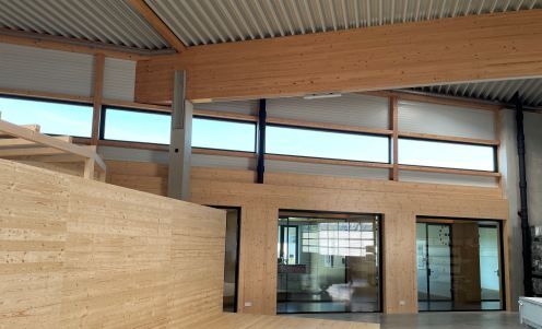 Holztragwerk im Verwaltungsgebäude