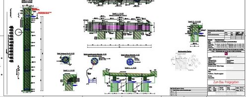 Ausschnitt aus dem Plan der Bohrpfähle Bohrpfähle-für-Brücke-Reinstetten